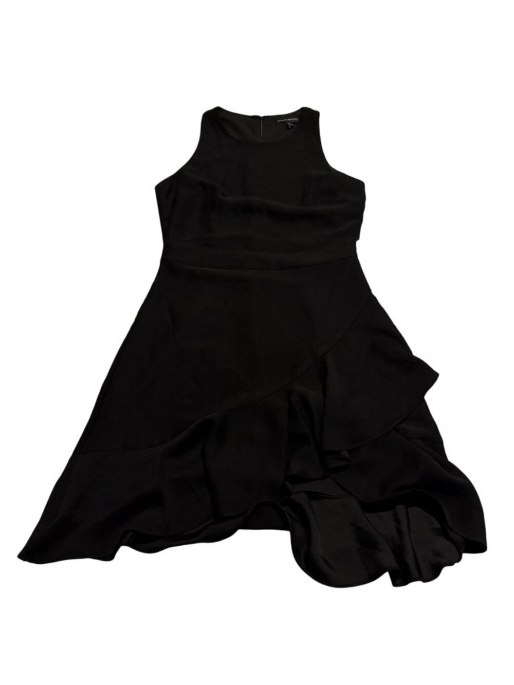 NWT Banana Republic Women's Black Sleeveless Faux Wrap Ruffle Hem Dress NEW
